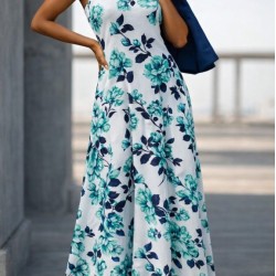 Kadın Omuzlardan Açık Ip Askılı Desenli Uzun Süprem Elbise , 32414 Kadın Omuzlardan Açık Ip Askılı Desenli Uzun Süprem Elbise , 32414