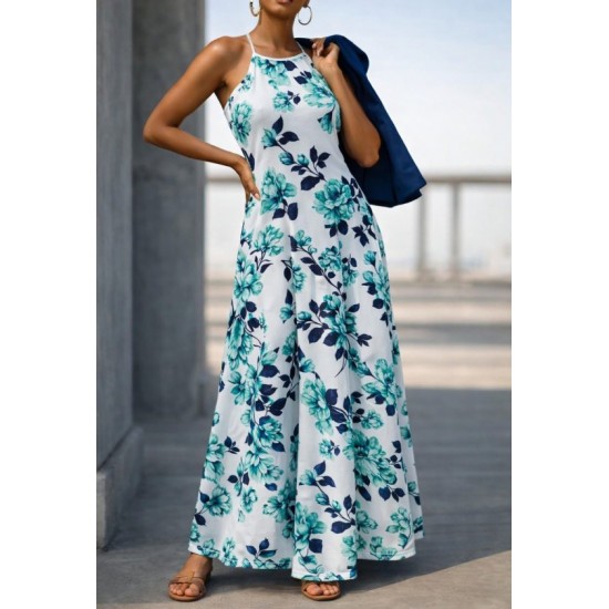 Kadın Omuzlardan Açık Ip Askılı Desenli Uzun Süprem Elbise , 32414