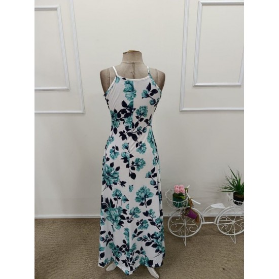 Kadın Omuzlardan Açık Ip Askılı Desenli Uzun Süprem Elbise , 32414