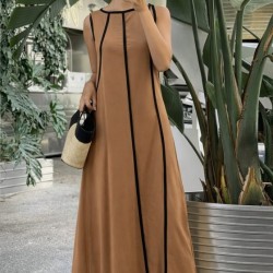 Kadın Omuzlardan Açık Yaka Ince şerit Detaylı Uzun Viskon Elbise , 32428