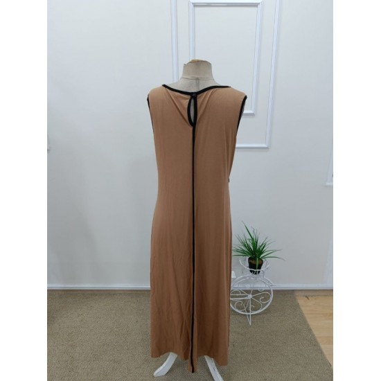 Kadın Omuzlardan Açık Yaka Ince şerit Detaylı Uzun Viskon Elbise , 32428