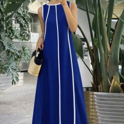 Kadın Omuzlardan Açık Yaka Ince şerit Detaylı Uzun Viskon Elbise , 32427