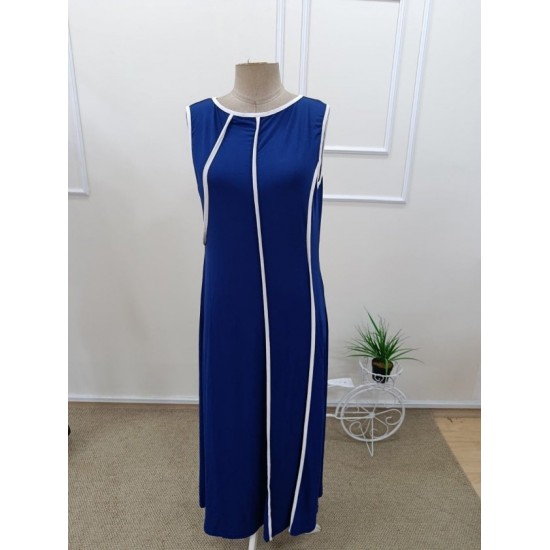 Kadın Omuzlardan Açık Yaka Ince şerit Detaylı Uzun Viskon Elbise , 32427