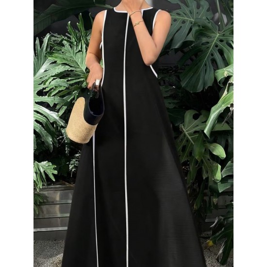 Kadın Omuzlardan Açık Yaka Ince şerit Detaylı Uzun Viskon Elbise , 32425