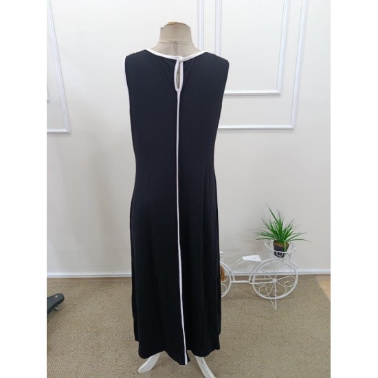 Kadın Omuzlardan Açık Yaka Ince şerit Detaylı Uzun Viskon Elbise , 32425