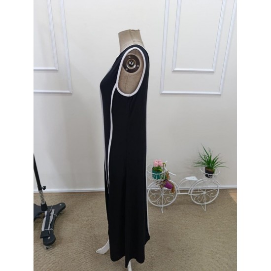 Kadın Omuzlardan Açık Yaka Ince şerit Detaylı Uzun Viskon Elbise , 32425