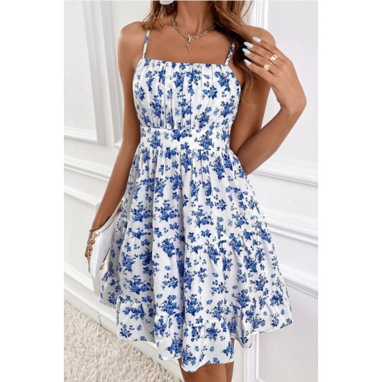 Kadın Ip Askılı önden Pileli Kısa Desenli Süprem Elbise , 32424 Kadın Ip Askılı önden Pileli Kısa Desenli Süprem Elbise , 32424