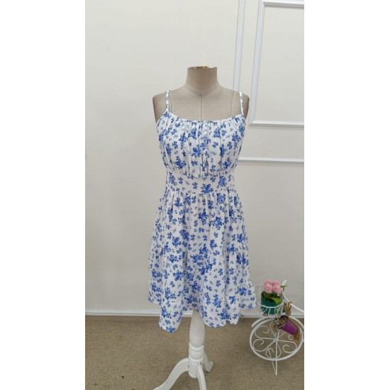 Kadın Ip Askılı önden Pileli Kısa Desenli Süprem Elbise , 32424 Kadın Ip Askılı önden Pileli Kısa Desenli Süprem Elbise , 32424