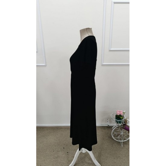 Kadın Kısa Kollu Yuvarlak Yaka Arkadan Düğmeli Viskon Midi Elbise, 32422 Kadın Kısa Kollu Yuvarlak Yaka Arkadan Düğmeli Viskon Midi Elbise, 32422