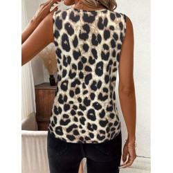 Kadın Askılı V Yakalı Leopar Desenli Süprem Bluz , 32429 Kadın Askılı V Yakalı Leopar Desenli Süprem Bluz , 32429