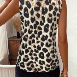 Kadın Askılı V Yakalı Leopar Desenli Süprem Bluz , 32429