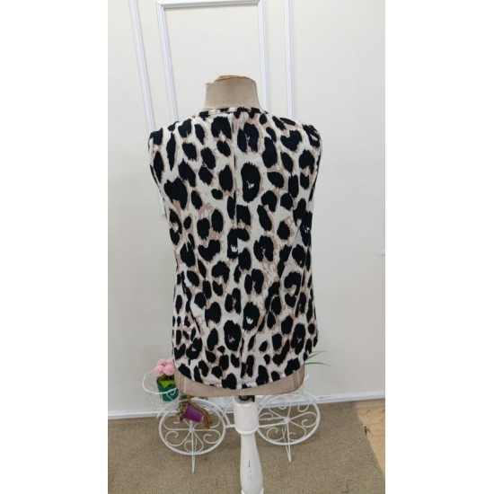 Kadın Askılı V Yakalı Leopar Desenli Süprem Bluz , 32429