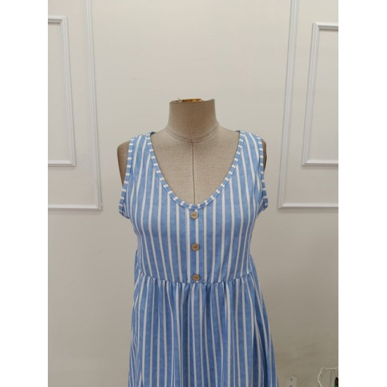 Kadın Kolsuz V Askılı Düğme Detaylı Süprem Kısa Elbise, 32431