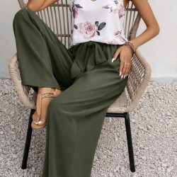 Kadın Askılı V Yakalı Bluz Ve Aerobin Pantolon Ikili Takım , 32442