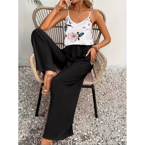 Kadın Askılı V Yakalı Bluz Ve Aerobin Pantolon Ikili Takım , 32439