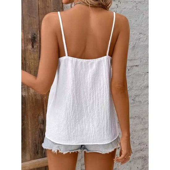 Kadın Ip Askılı V Dantel Yakalı Bürümcük Bluz , 32438