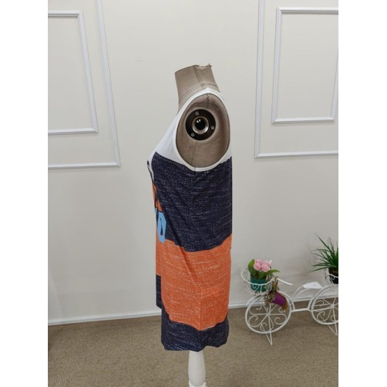 Kadın Askılı Yuvarlak Yakalı çok Renkli Kısa Süprem Elbise , 32447