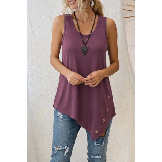 Kadın Askılı Yuvarlak Yakalı Asimetrik Kesim Detaylı Viskon Bluz , 32463