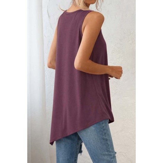 Kadın Askılı Yuvarlak Yakalı Asimetrik Kesim Detaylı Viskon Bluz , 32463