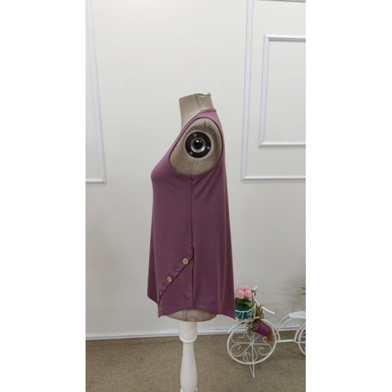 Kadın Askılı Yuvarlak Yakalı Asimetrik Kesim Detaylı Viskon Bluz , 32463