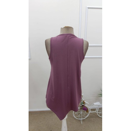 Kadın Askılı Yuvarlak Yakalı Asimetrik Kesim Detaylı Viskon Bluz , 32463