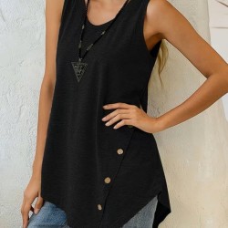 Kadın Askılı Yuvarlak Yakalı Asimetrik Kesim Detaylı Viskon Bluz , 32461