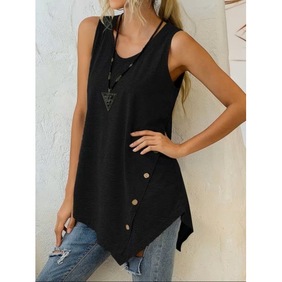 Kadın Askılı Yuvarlak Yakalı Asimetrik Kesim Detaylı Viskon Bluz , 32461