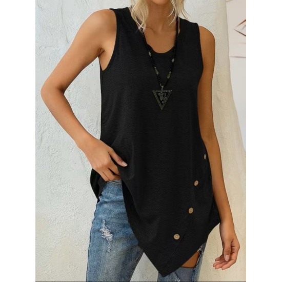 Kadın Askılı Yuvarlak Yakalı Asimetrik Kesim Detaylı Viskon Bluz , 32461