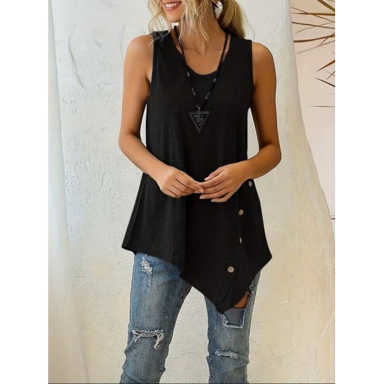 Kadın Askılı Yuvarlak Yakalı Asimetrik Kesim Detaylı Viskon Bluz , 32461