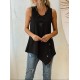 Kadın Askılı Yuvarlak Yakalı Asimetrik Kesim Detaylı Viskon Bluz , 32461