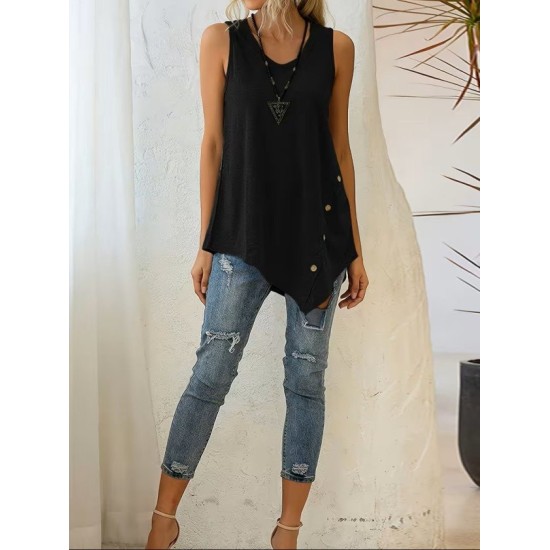 Kadın Askılı Yuvarlak Yakalı Asimetrik Kesim Detaylı Viskon Bluz , 32461