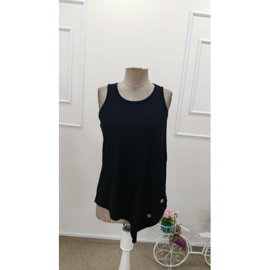 Kadın Askılı Yuvarlak Yakalı Asimetrik Kesim Detaylı Viskon Bluz , 32461