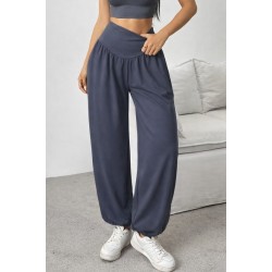 Kadın Yüksek Bel Büzgülü Cepli Geniş Kesim Viskon Iki Iplik Pantolon , 32472