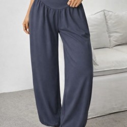 Kadın Yüksek Bel Büzgülü Cepli Geniş Kesim Viskon Iki Iplik Pantolon , 32472