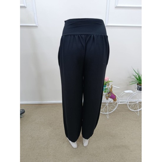 Kadın Yüksek Bel Büzgülü Cepli Geniş Kesim Viskon Iki Iplik Pantolon , 32470