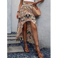 Kadın Yüksek Bel çiçek Desenli önü Asimetrik Detaylı Uzun Süprem Etek, 32465 Kadın Yüksek Bel çiçek Desenli önü Asimetrik Detaylı Uzun Süprem Etek, 32465