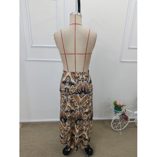 Kadın Yüksek Bel çiçek Desenli önü Asimetrik Detaylı Uzun Süprem Etek, 32465