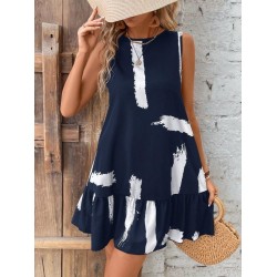 Kadın Kolsuz Bisiklet Yaka Arkadan Fiyonklu Süprem Kısa Elbise, 32520