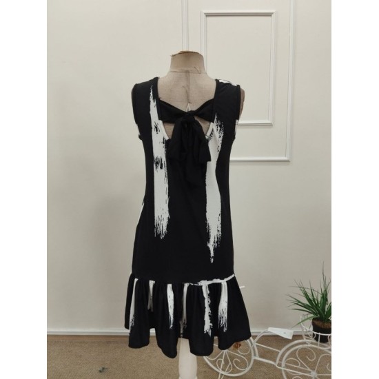 Kadın Kolsuz Bisiklet Yaka Arkadan Fiyonklu Süprem Kısa Elbise, 32517 Kadın Kolsuz Bisiklet Yaka Arkadan Fiyonklu Süprem Kısa Elbise, 32517