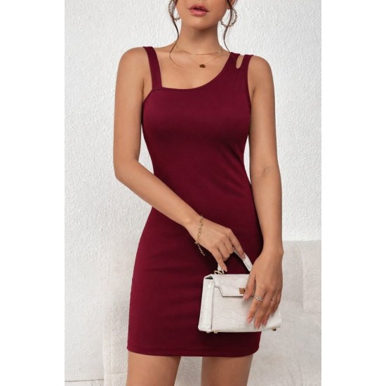 Kadın Omuzdan Askılı Asimetrik Yaka Detaylı Kısa Dalgıç Elbise , 32516 Kadın Omuzdan Askılı Asimetrik Yaka Detaylı Kısa Dalgıç Elbise , 32516