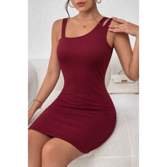 Kadın Omuzdan Askılı Asimetrik Yaka Detaylı Kısa Dalgıç Elbise , 32516 Kadın Omuzdan Askılı Asimetrik Yaka Detaylı Kısa Dalgıç Elbise , 32516