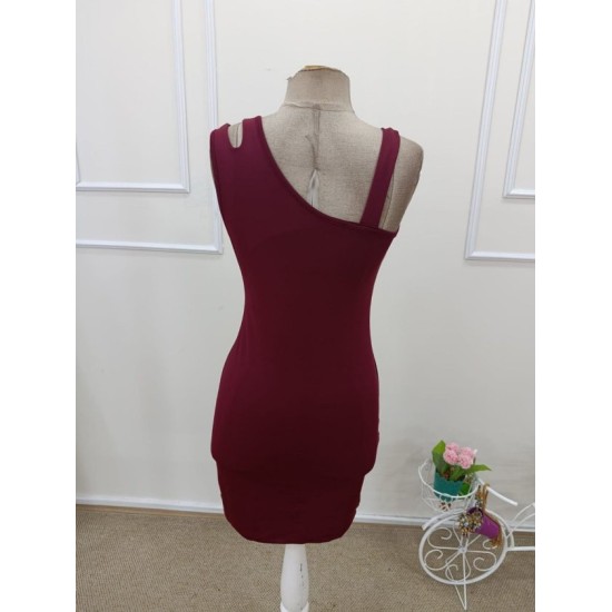 Kadın Omuzdan Askılı Asimetrik Yaka Detaylı Kısa Dalgıç Elbise , 32516 Kadın Omuzdan Askılı Asimetrik Yaka Detaylı Kısa Dalgıç Elbise , 32516