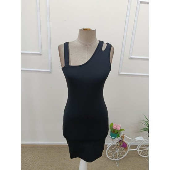 Kadın Omuzdan Askılı Asimetrik Yaka Detaylı Kısa Dalgıç Elbise , 32514 Kadın Omuzdan Askılı Asimetrik Yaka Detaylı Kısa Dalgıç Elbise , 32514