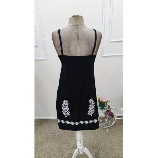 Kadın Ip Askılı V Yakalı Desenli Kısa Süprem Elbise , 32529