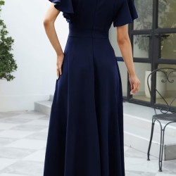 Kadın Kısa Kollu Kruvaze Yakalı ön Asimetrik Volanlı Uzun Ithal Krep Elbise , 32536 Kadın Kısa Kollu Kruvaze Yakalı ön Asimetrik Volanlı Uzun Ithal Krep Elbise , 32536