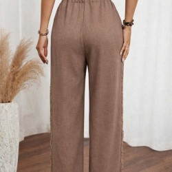 Kadın Yüksek Bel Süs Bağcıklı Yandan Dantel Detay Uzun Pantolon , 32533 Kadın Yüksek Bel Süs Bağcıklı Yandan Dantel Detay Uzun Pantolon , 32533