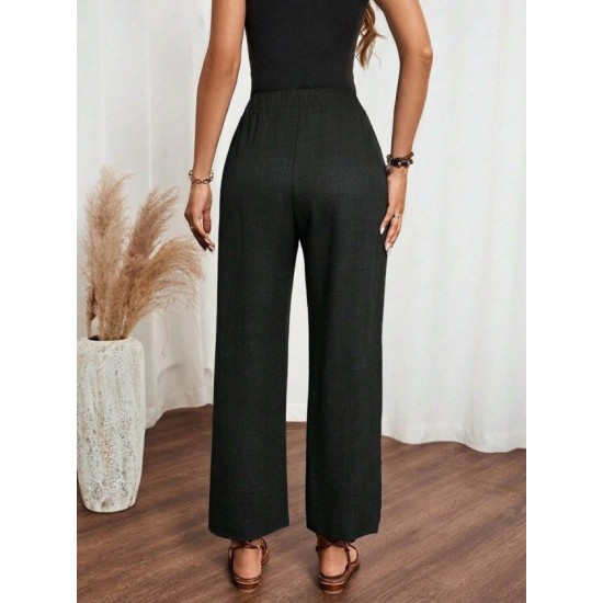 Kadın Yüksek Bel Süs Bağcıklı Yandan Dantel Detay Uzun Pantolon , 32530 Kadın Yüksek Bel Süs Bağcıklı Yandan Dantel Detay Uzun Pantolon , 32530