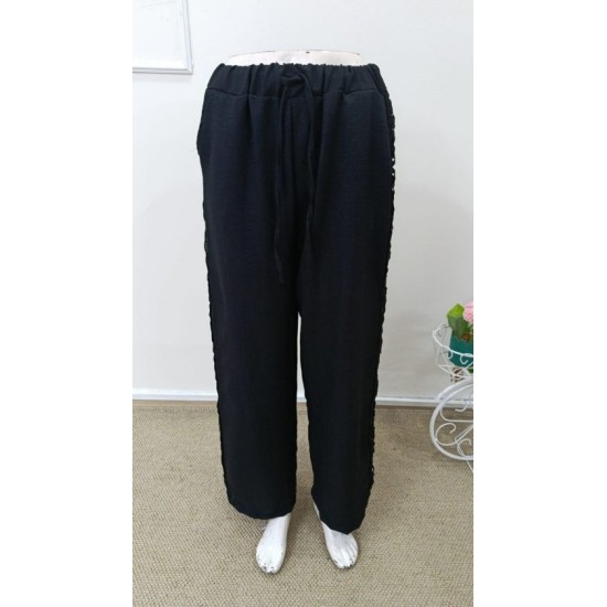 Kadın Yüksek Bel Süs Bağcıklı Yandan Dantel Detay Uzun Pantolon , 32530 Kadın Yüksek Bel Süs Bağcıklı Yandan Dantel Detay Uzun Pantolon , 32530