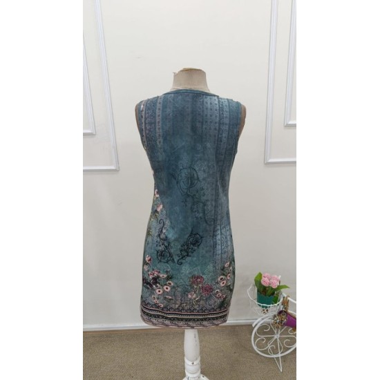 Kadın Askılı V Yakalı Kuş Gözü Detaylı Desenli Kısa Süprem Elbise, 32539 Kadın Askılı V Yakalı Kuş Gözü Detaylı Desenli Kısa Süprem Elbise, 32539