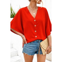 Kadın Kısa Yarasa Kollu V Yakalı önden Düğmeli Aerobin Bluz, 32551 Kadın Kısa Yarasa Kollu V Yakalı önden Düğmeli Aerobin Bluz, 32551